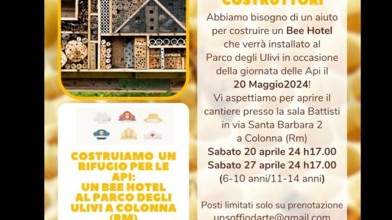 Colonna, Giornata Mondiale delle Api: costruire insieme Bee Hotel a favore dell’ecosistema globale