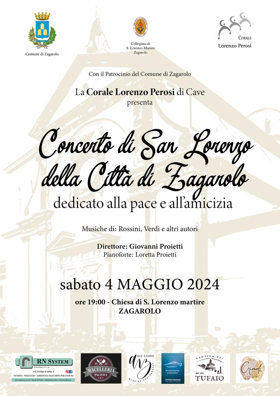 Zagarolo, appuntamento il 4 maggio per il concerto di San Lorenzo