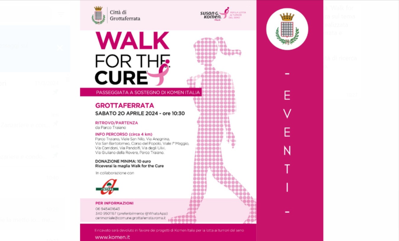 Grottaferrata: tutti al via per la Walk for the Cure