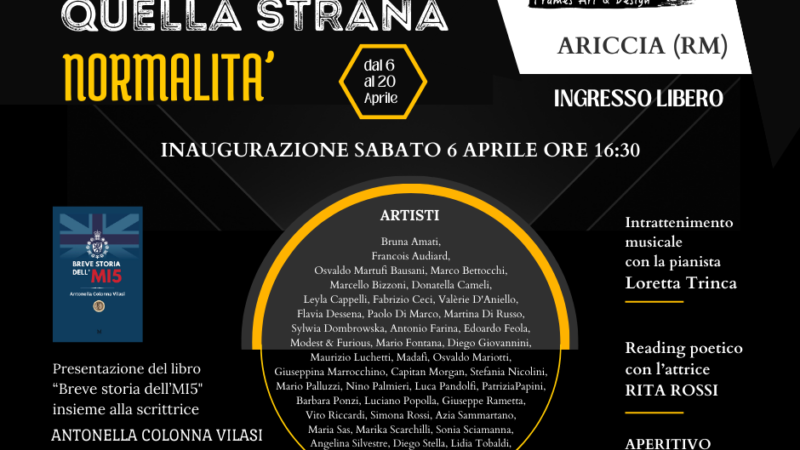 Ariccia, si inaugura sabato 6 Aprile la Mostra d’Arte Collettiva “Quella Strana Normalità”