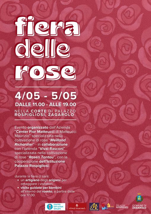 Zagarolo, “Fiera delle rose” il 4 e 5 maggio nella corte di Palazzo Rospigliosi