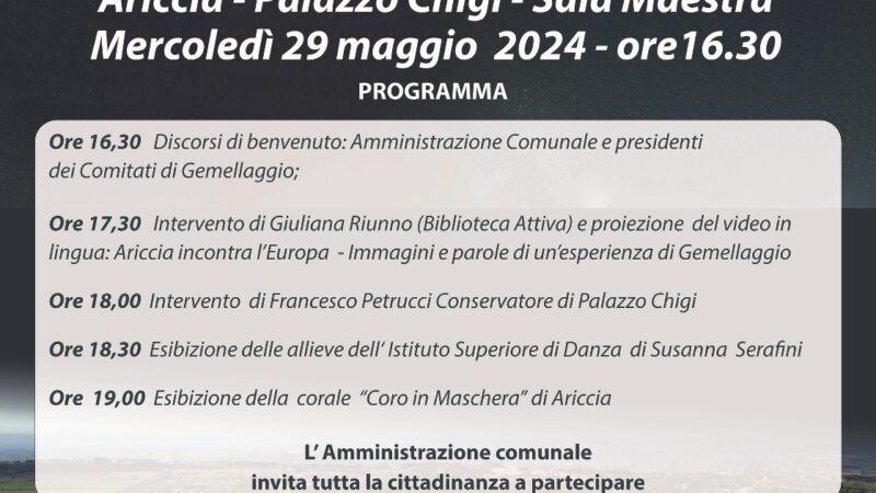 Ariccia celebra il Ventennale del Gemellaggio con la città tedesca di Lichtenfels