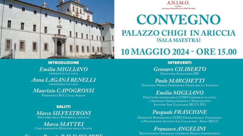 Ariccia, venerdì 10 maggio convegno sul melanoma: le nuove strategie terapeutiche sul territorio