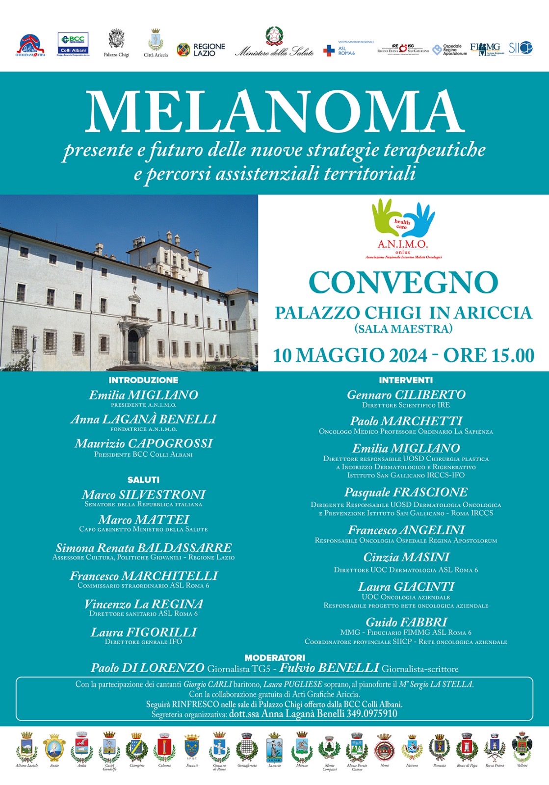 Ariccia, venerdì 10 maggio convegno sul melanoma: le nuove strategie terapeutiche sul territorio