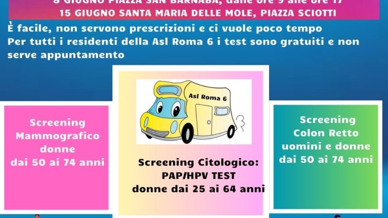 Marino e Santa Maria delle Mole, Open Day screening oncologici della Asl Roma 6: prevenzione gratuita per tutti