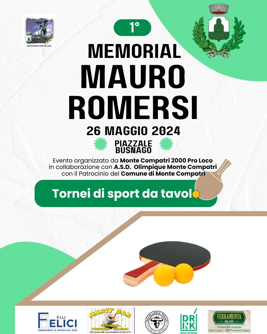 Monte Compatri, Primo Memorial Mauro Romersi, domenica 26 Maggio. Gli sport da tavolo in passeggiata