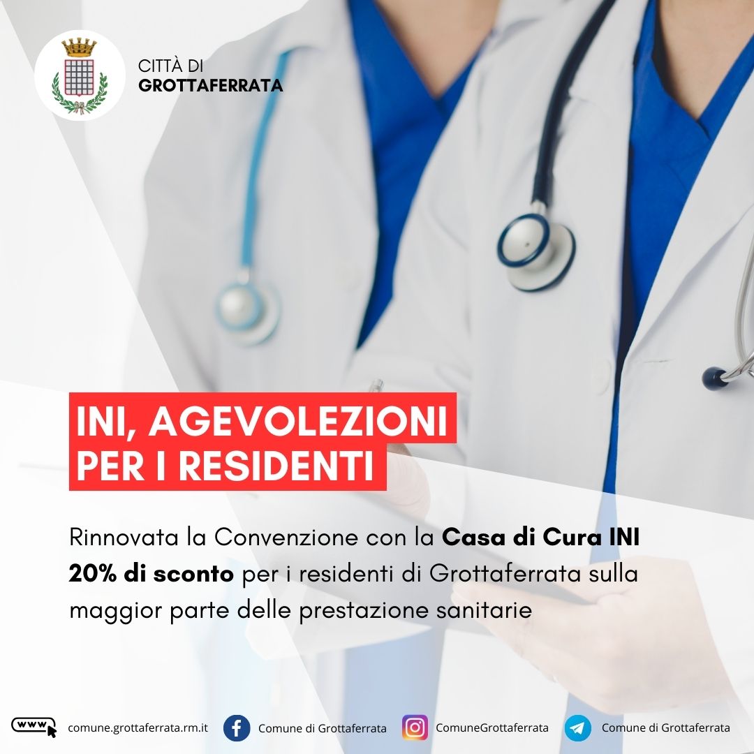 Grottaferrata – Prestazioni sanitarie scontate del 20% per i residenti: “Incrementate le agevolazioni rispetto ad anni precedenti”