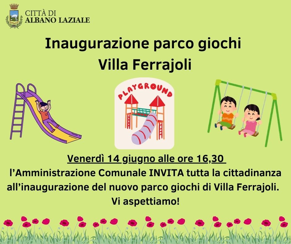 Albano Laziale, inaugurazione del Parco Giochi a Villa Ferrajoli