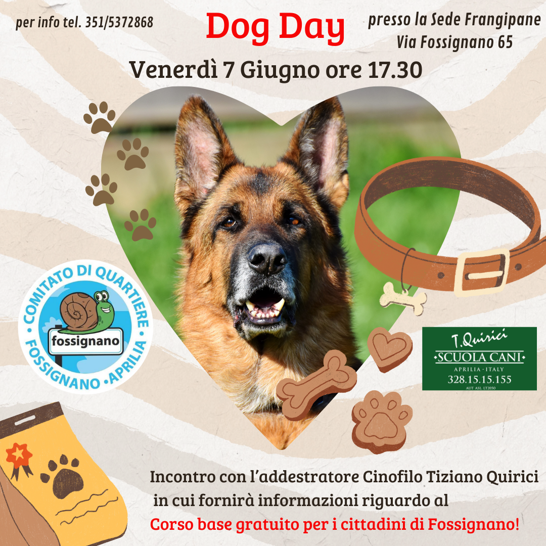 Aprilia, Dog Day a Fossignano: un incontro per sensibilizzare e proteggere i nostri amici a quattro zampe