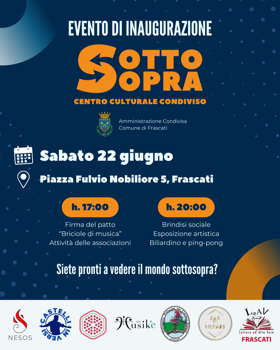 Frascati in festa per l’inaugurazione del centro culturale condiviso “Sottosopra”