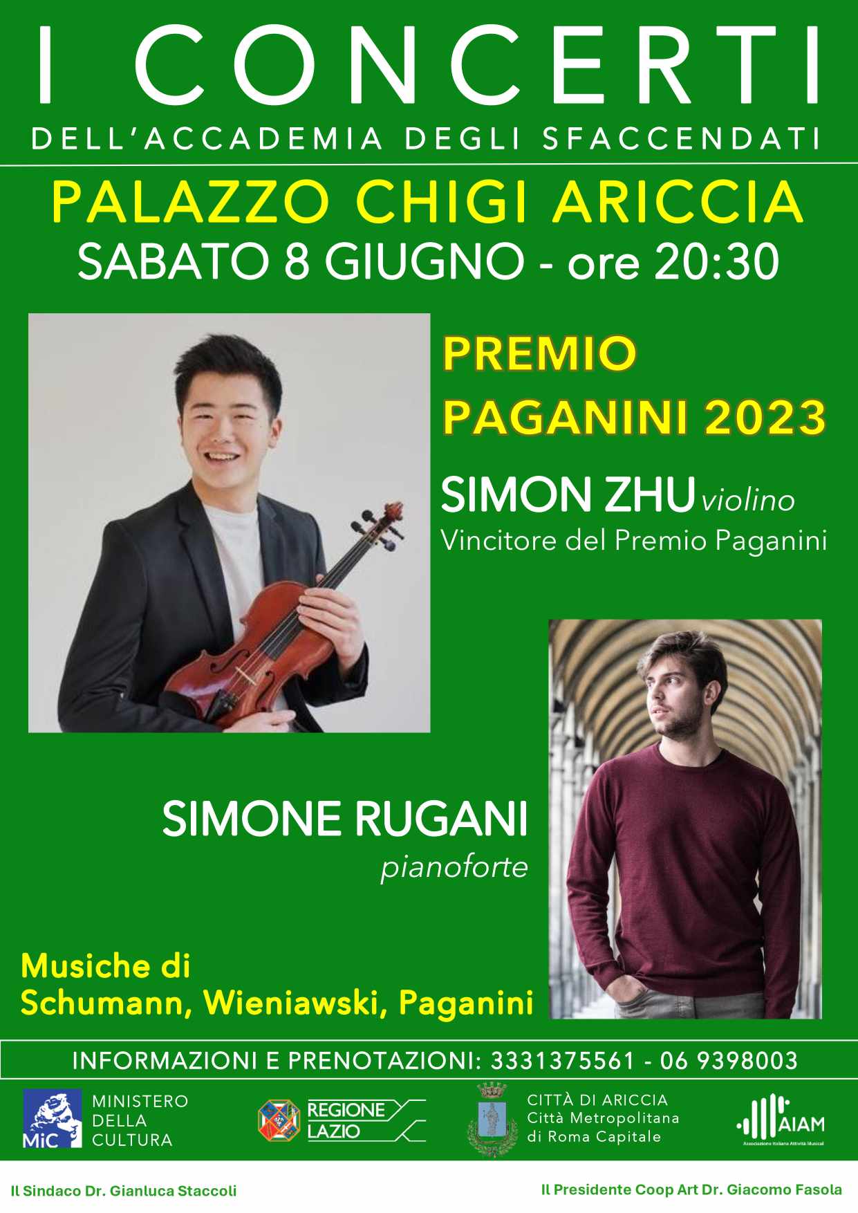 Ariccia, Il vincitore del Premio Paganini 2023 suona in esclusiva al Palazzo Chigi per “I Concerti dell’Accademia degli Sfaccendati”