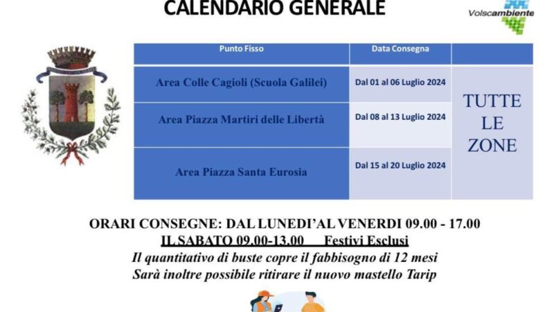 Lariano, pubblicato il calendario per la raccolta dei sacchi per la differenziata