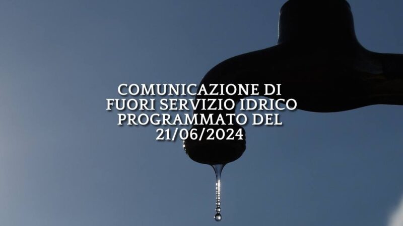 Palestrina, comunicazione di fuori servizio idrico programmato il 21/06/2024