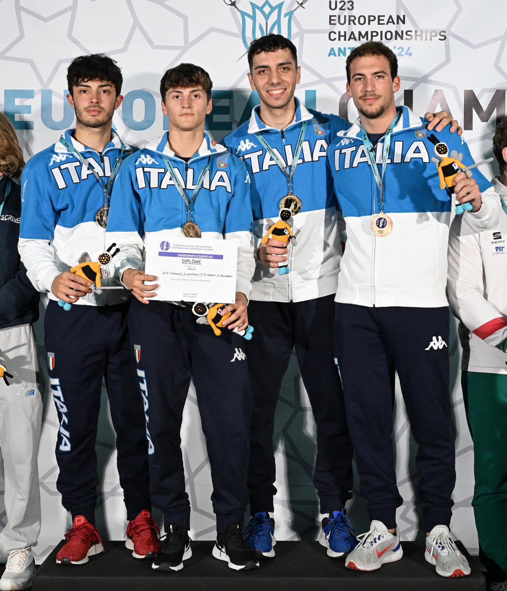 Frascati Scherma, europei Under 23 d’oro: Franzoni e Ottaviani trionfano nella prova a squadre