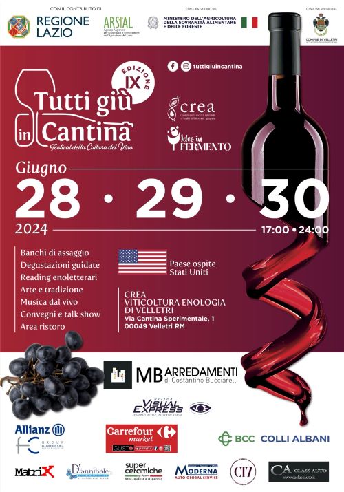 Velletri, torna “Tutti giù in Cantina”, il Festival della Cultura del Vino