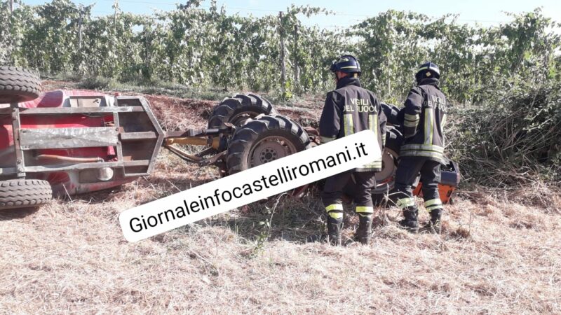 Genzano, mattinata movimentata ai Colli di Cicerone-Landi, uomo finisce sotto al trattore: uscito illeso per puro caso