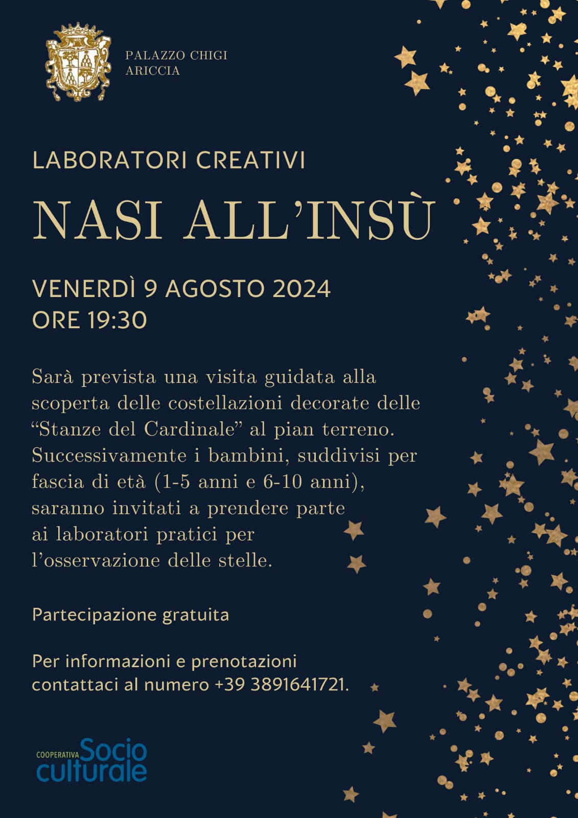 Ariccia, a Palazzo Chigi i laboratori creativi per bambini “Nasi all’Insù”