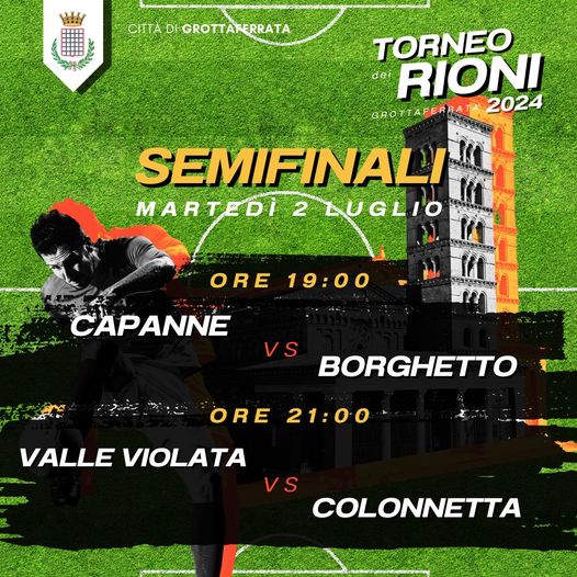 Grottaferrata, Torneo dei Rioni: il 2 Luglio le semifinali, sabato 6 la finalissima