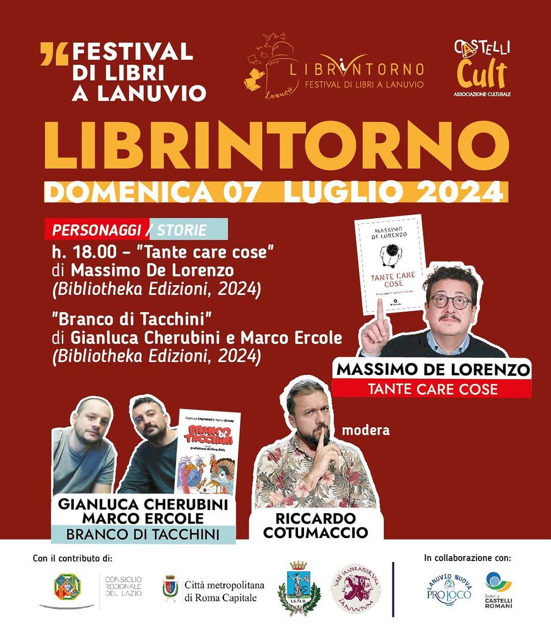 Lanuvio Librintorno: gli ospiti di domenica 7 Luglio