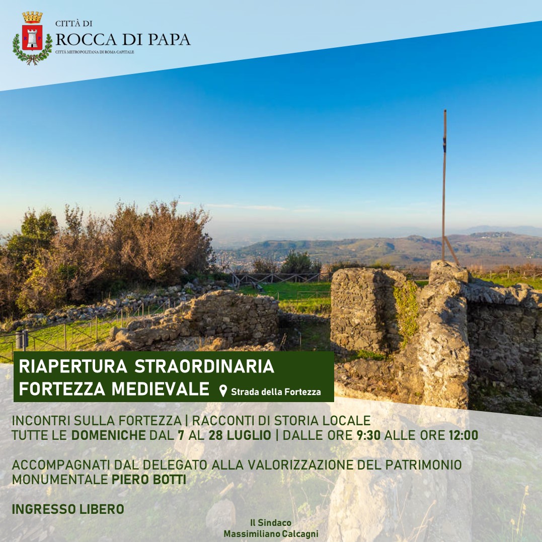 Rocca di Papa, riapertura straordinaria Fortezza Medievale per il mese di luglio