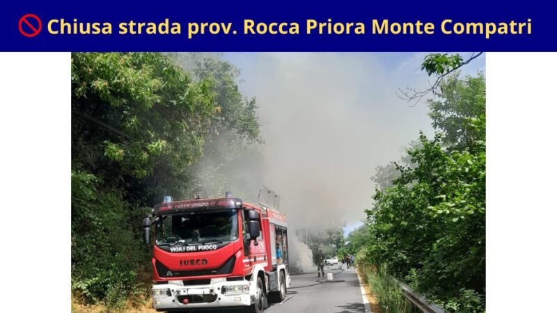 Rocca Priora, mezzo incendiato sulla strada provinciale Rocca Priora-Monte Compatri