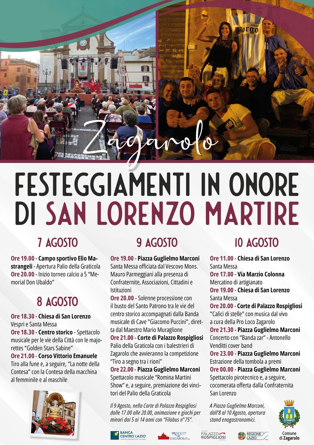 Zagarolo, festeggiamenti in onore del Santo Patrono, San Lorenzo Martire: il calendario completo degli eventi