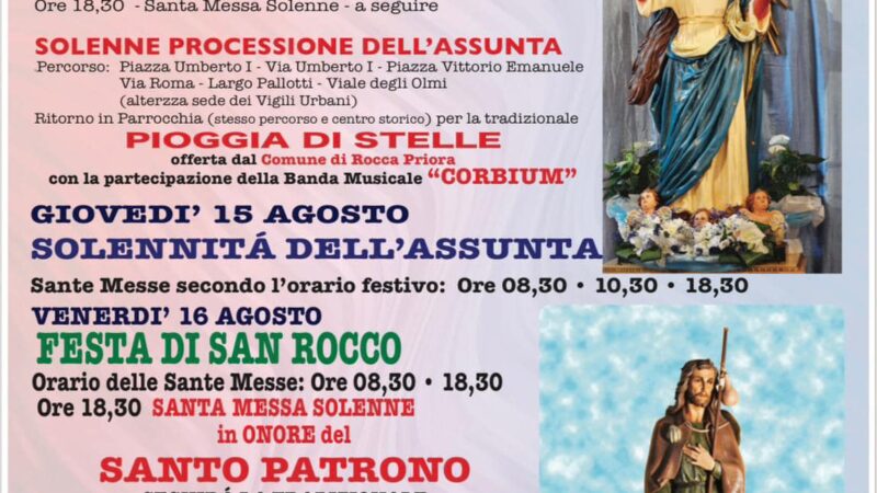 Roca Priora, gli eventi della settimana di Ferragosto