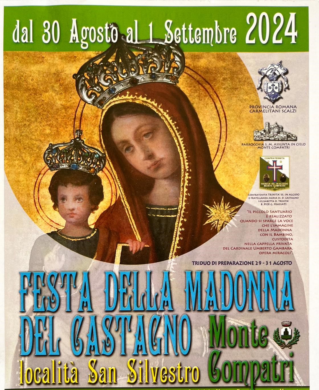 Monte Compatri, al via la Festa della Madonna del Castagno a San Silvestro