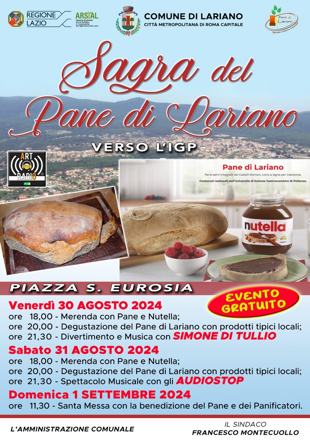 Lariano, Sagra del Pane 2024: 30, 31 agosto e 1 settembre