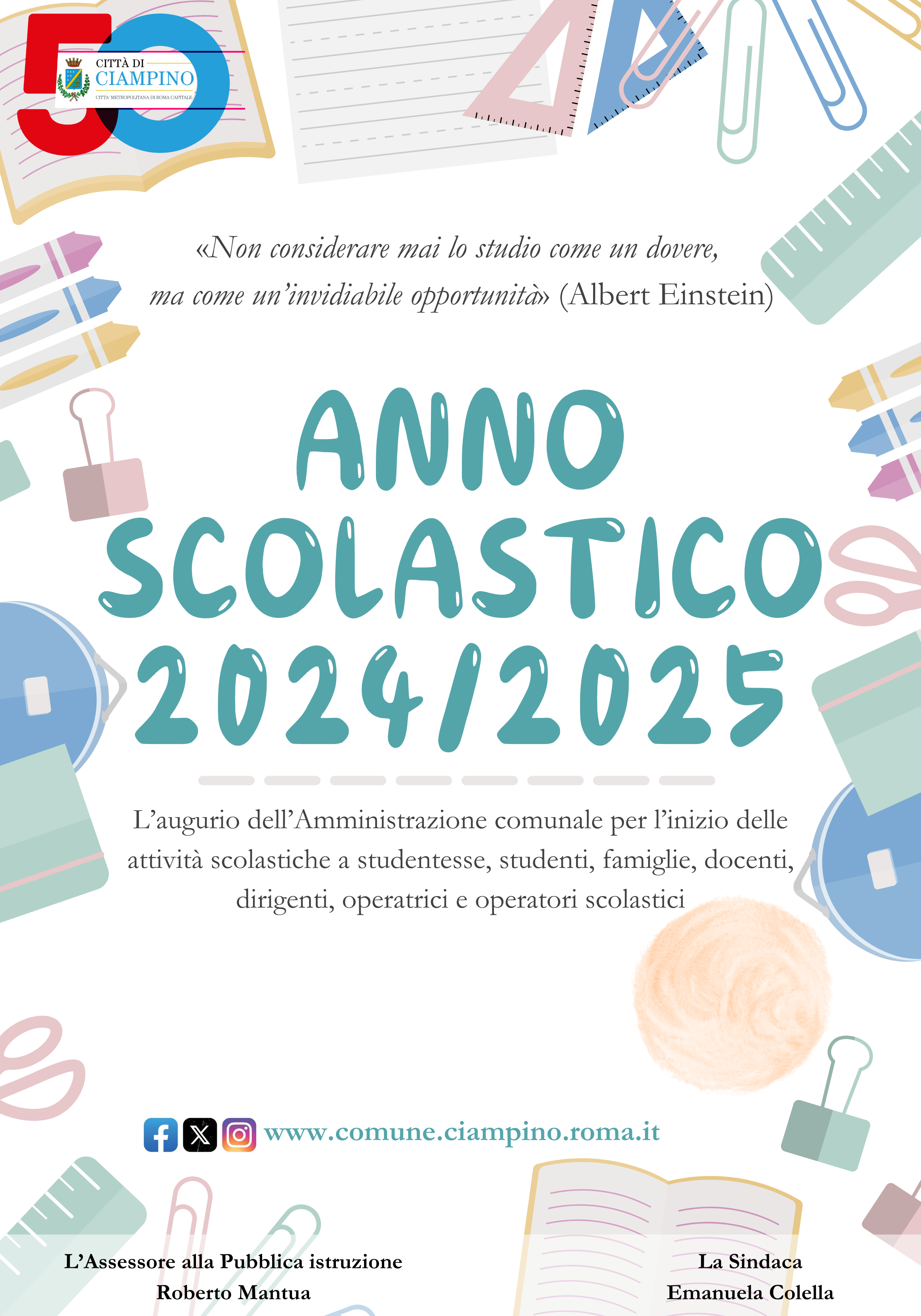 Ciampino, gli auguri dell’Amministrazione comunale per l’avvio del nuovo anno scolastico 2024/2025