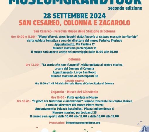 Colonna, San Cesareo e Zagarolo: gli “Itinerari d’autunno” del Museumgrantour sabato 28 settembre