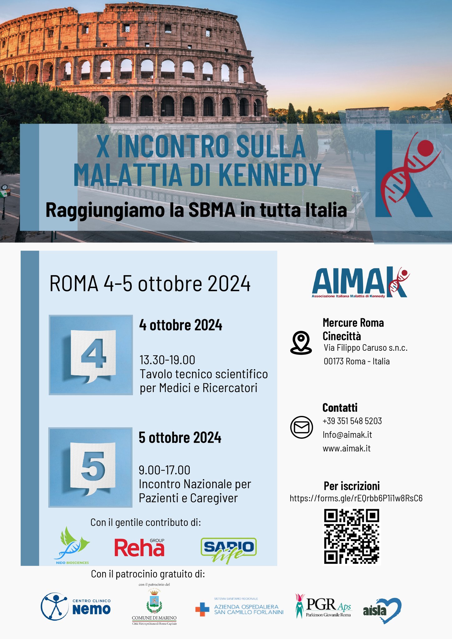 Marino, “X Incontro Nazionale sulla Malattia di Kennedy”: 4-5 ottobre 2024 presso il Mercure Roma Cinecittà