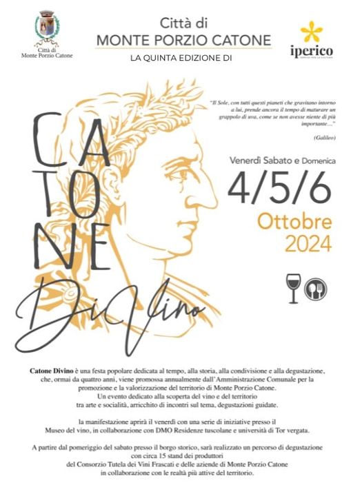 Monte Porzio Catone, annunciate le date della quinta edizione “Catone DiVino”: unevento cittadino tra vino, cultura e spettacolo