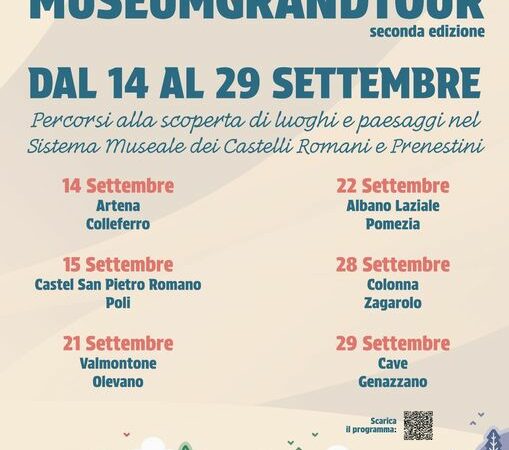 Colonna, gli Itinerari d’Autunno del Museumgrandtour fanno tappa a Colonna il 28 settembre 2024