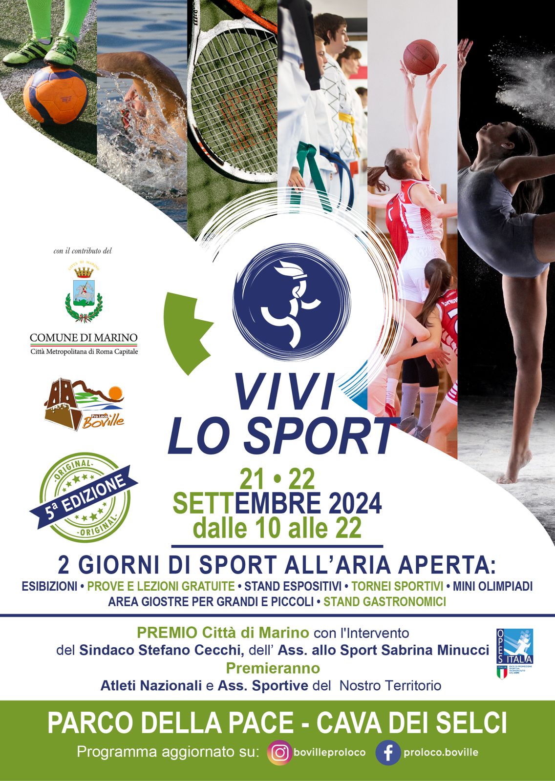 Marino, “Vivi lo Sport”: oggi 21 e domani 22 settembre a Parco della Pace