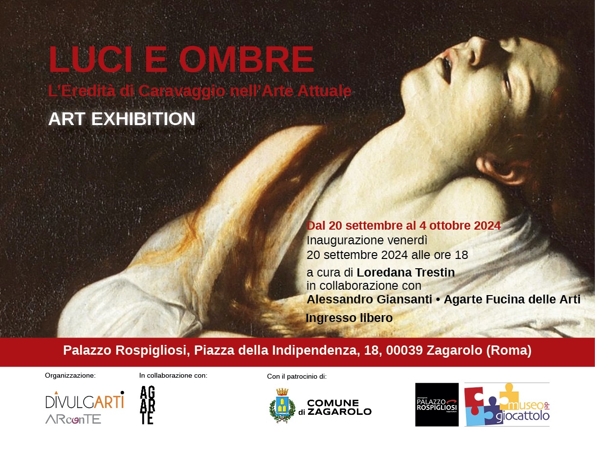 Zagarolo, “Luci e Ombre – l’eredità di Caravaggio nell’arte attuale” – inaugurazione mostra d’arte: 20 settembre, ore 18:00, Palazzo Rospigliosi – ingresso gratuito