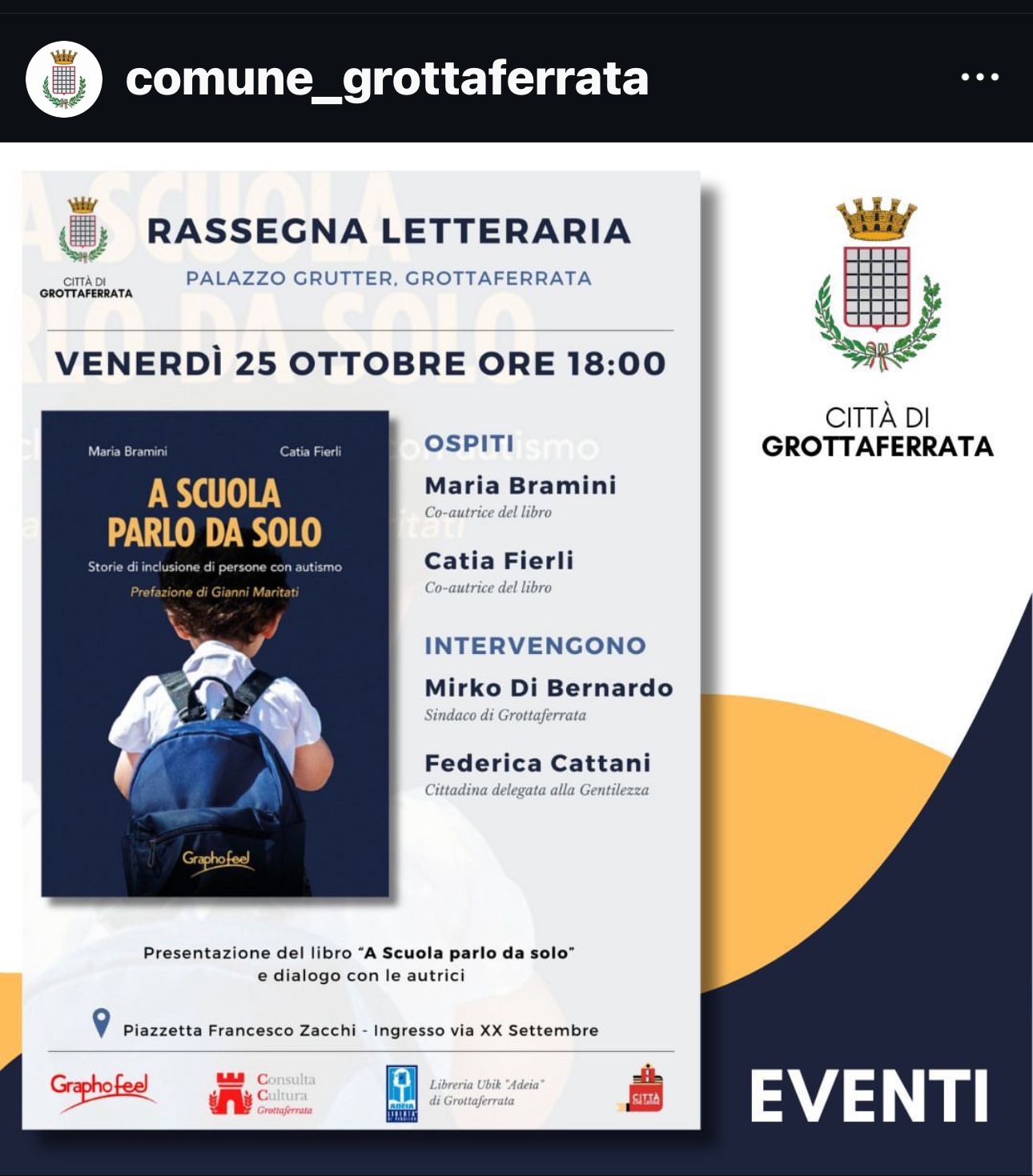 Grottaferrata, presentazione del libro “A Scuola Parlo da Solo”