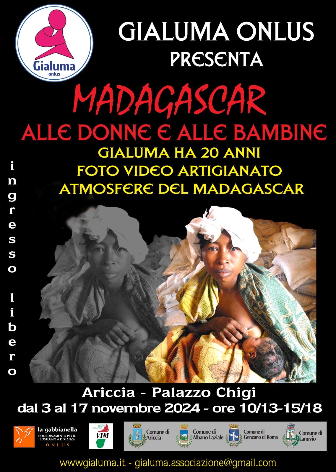 Ariccia, dal 3 al 17 Novembre a Palazzo Chigi arriva la Mostra “MADAGASCAR ALLE DONNE E ALLE BAMBINE” organizzata da Gialuma Onlus. foto