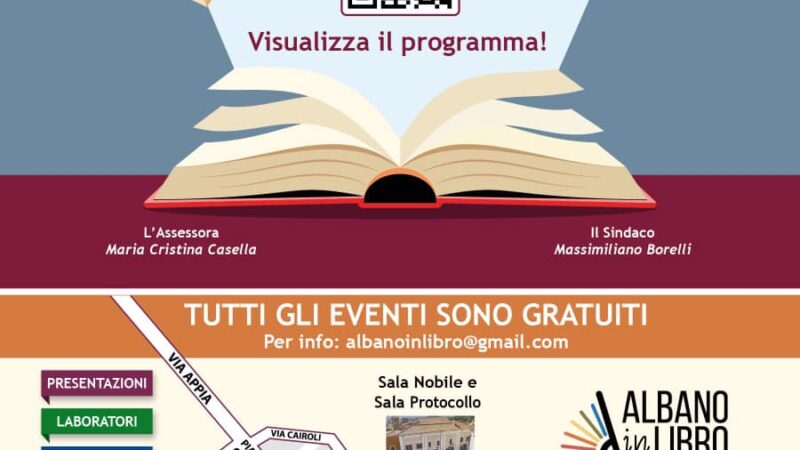 Albano, torna il Festival Letterario “Albano in Libro”, giunto ormai alla sua terza edizione – dall’11 al 13 ottobre