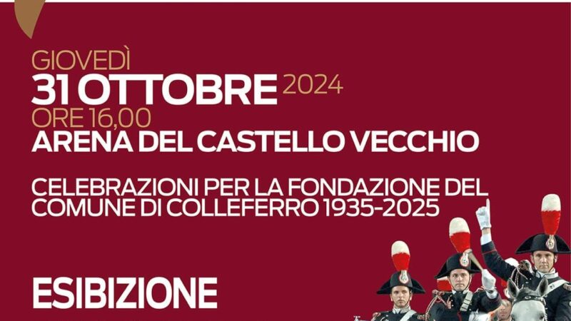 Colleferro, esibizione equestre del IV regimento dei Carabinieri a Cavallo per le celebrazioni del 90° anniversario di fondazione del comune