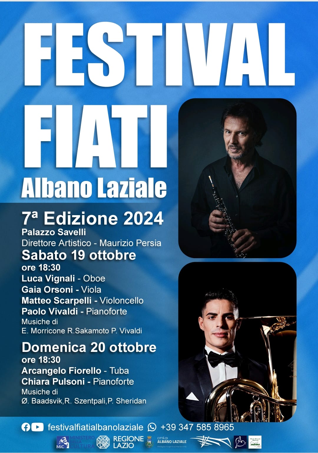 Albano Laziale, due concerti imperdibili con Luca Vignali e Arcangelo Fiorello aprono la VII edizione del Festival Fiati