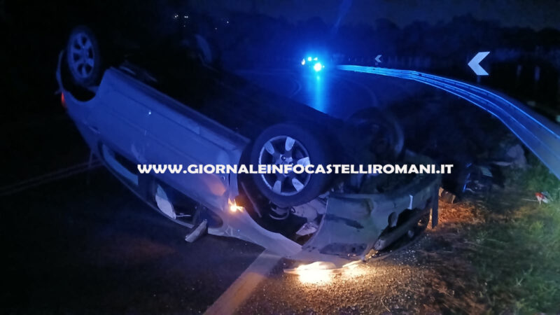 Velletri, incidente sulla Via Appia Nuova: 25enne si ribalta con l’auto