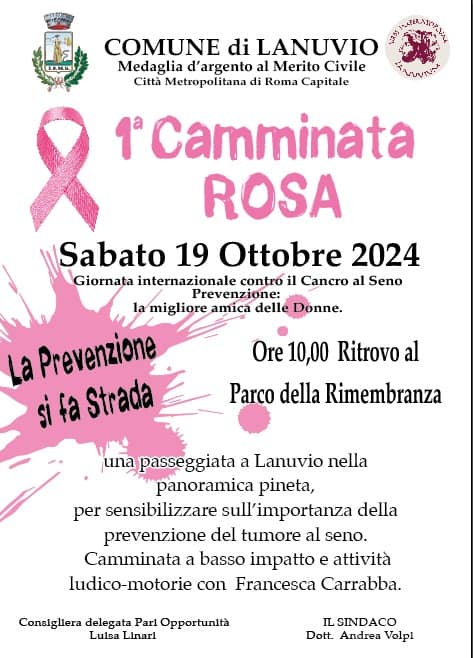 Lanuvio, Giornata Internazionale contro il Cancro al Seno: Sabato 19 Ottobre 2024