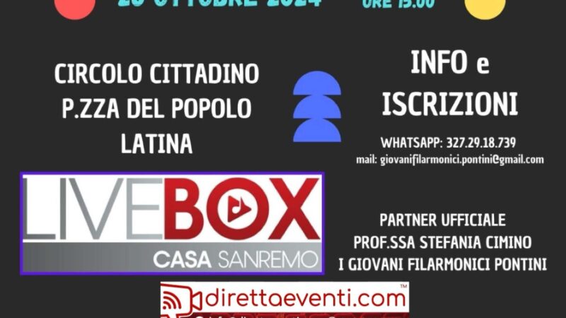 Latina, Casa Sanremo LiveBox seleziona talenti con i Giovani Filarmonici Pontini   