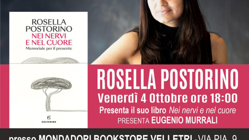 Velletri, presentazione del libro “Nei nervi e nel cuore” di Rosella Postorino