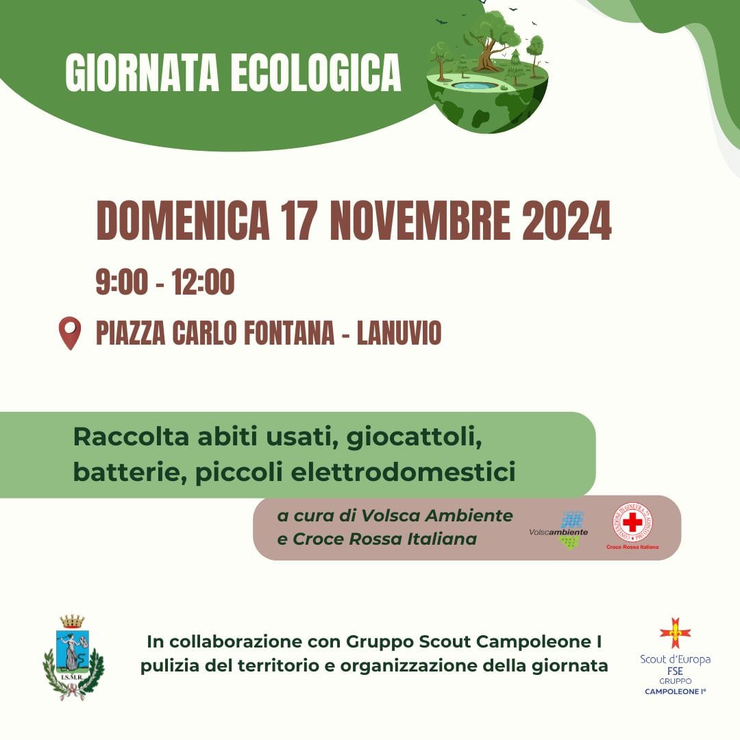 Lanuvio, giornata ecologica con raccolta straordinaria di abiti, giocattoli e rifiuti elettronici