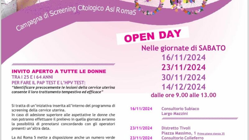 ASL Roma 5: Open Day per lo screening citologico – prevenire per vivere meglio