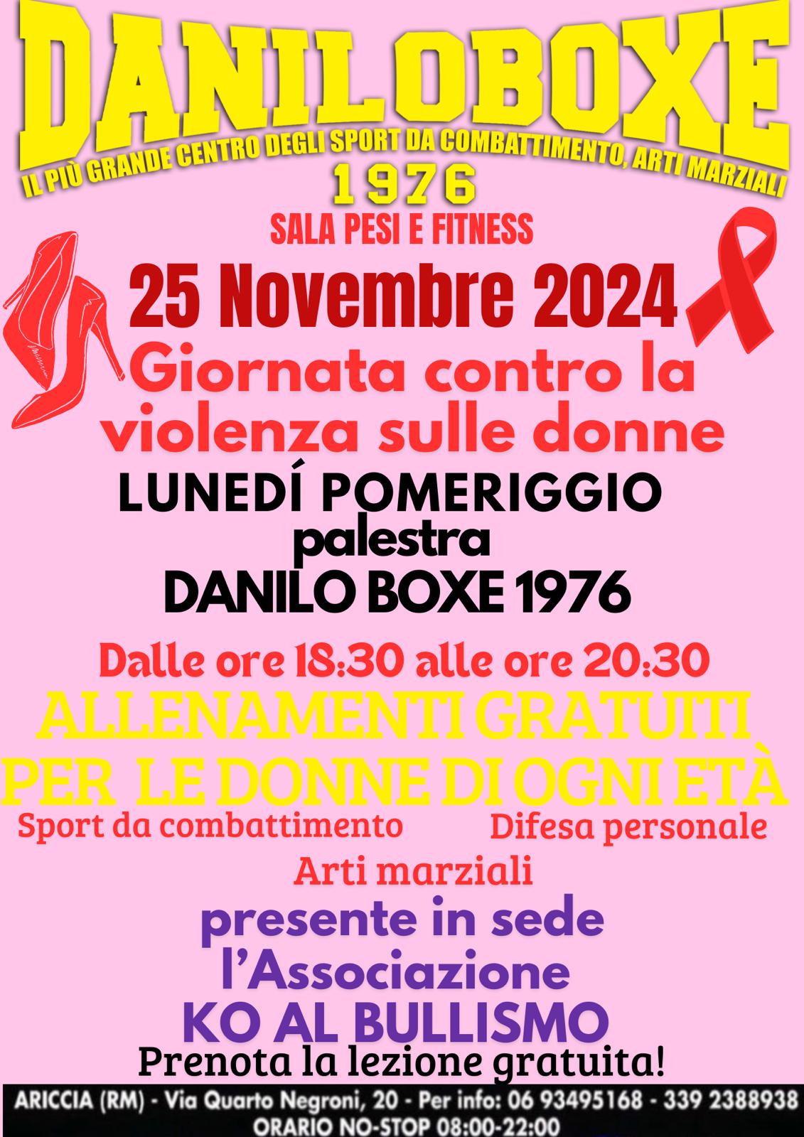 Ariccia, sport e consapevolezza: allenamenti gratuiti contro la violenza sulle donne nella palestra”Danilo Boxe 1976″