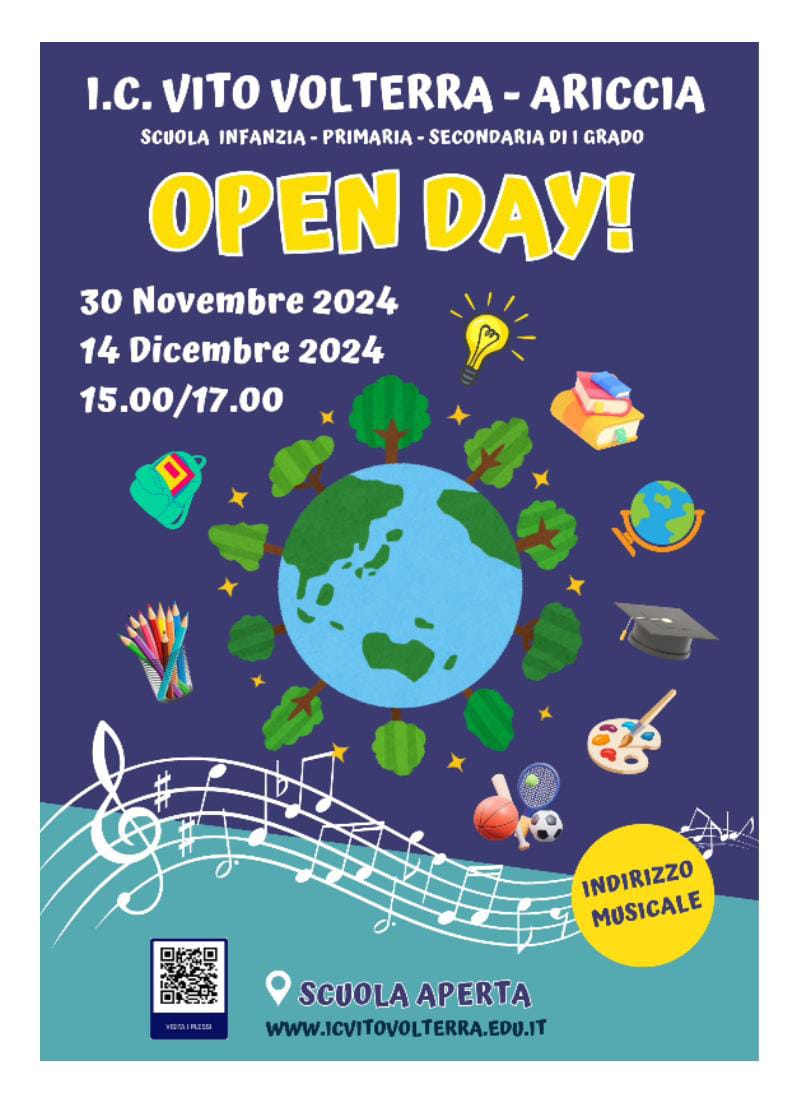 Ariccia, la scuola Volterra annuncia due Open Day, 30 novembre e 14 dicembre