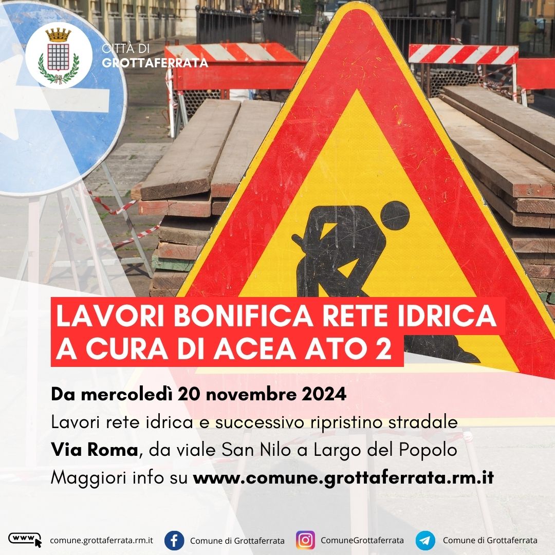 Grottaferrata, al via i lavori di Acea Ato 2 per la bonifica della rete idrica su via Roma